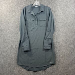 Eddie Bauer Dani Dress Women's Small Black Sundress Roll Tab Sleeve Stretch